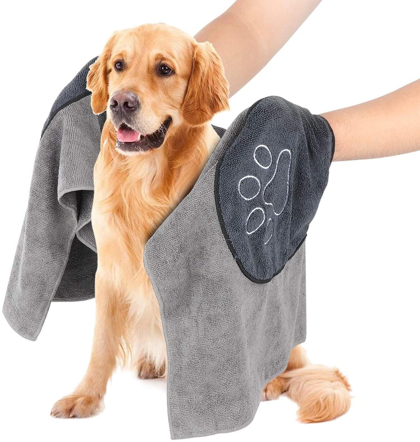 The Dogz Pawz Grey Super Absorbent Microfibre Dog Towels